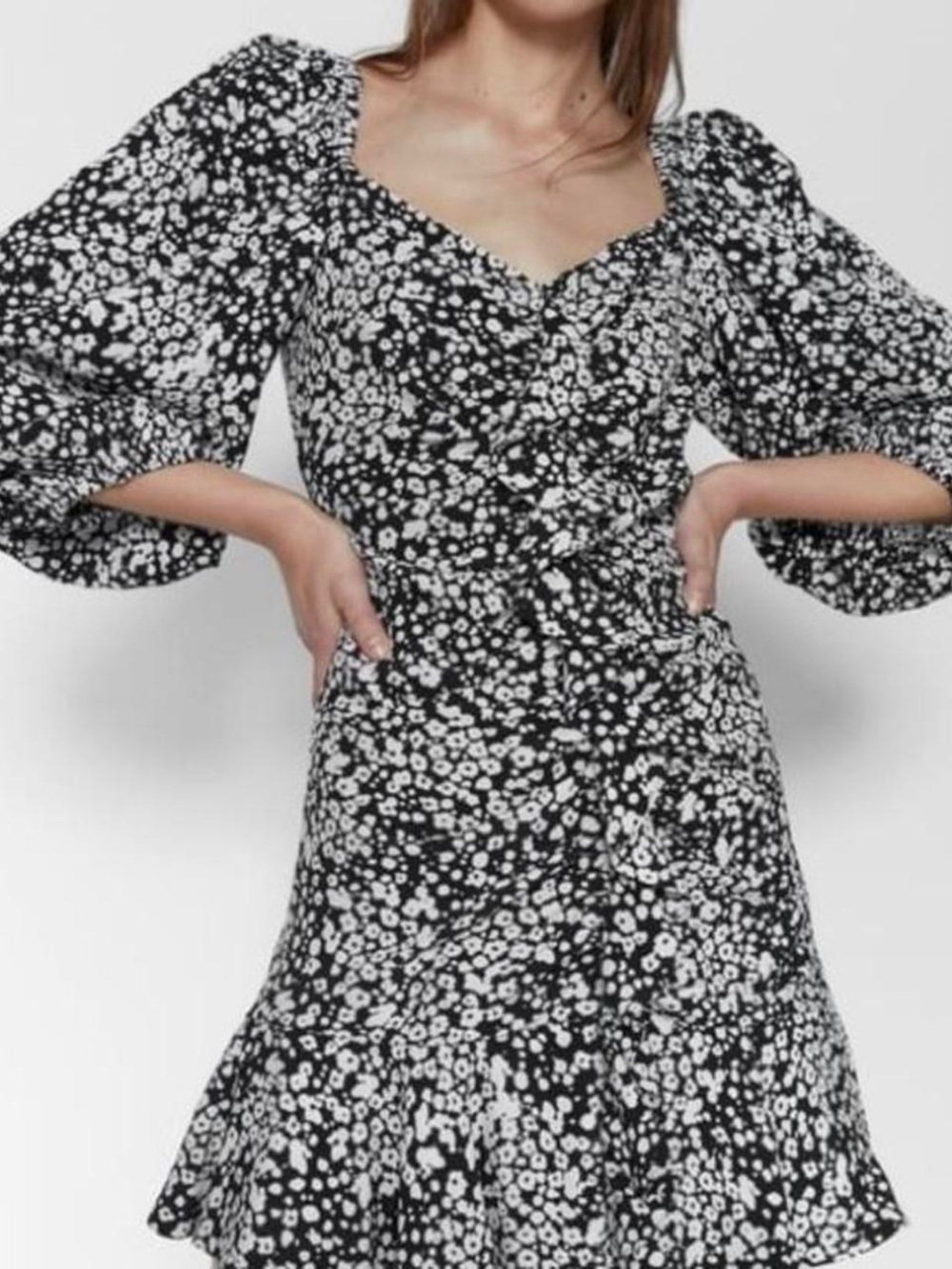 BOGO Zara Black and White Floral Mini Dress